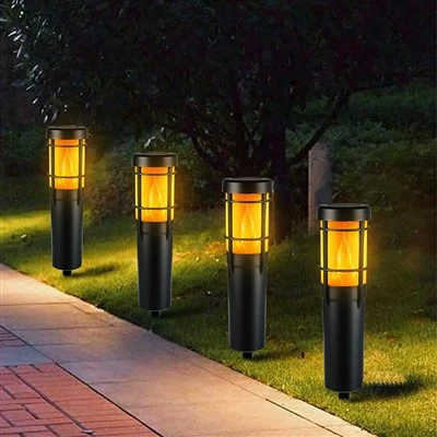 מנורת גן LED סולארית קרקעית RGB ולהבה